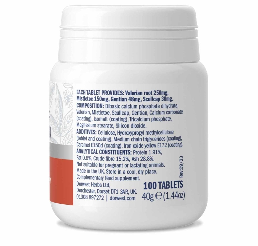 Dorwest Scullcap & Valerian Tablets For Dogs And Cats - 100